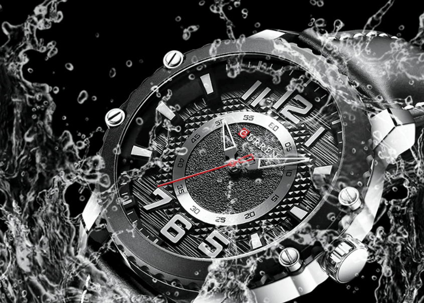 Men's Waterproof Sport Watch With Leather Belts And Large Numbers Details Unique Design Perfect Gift