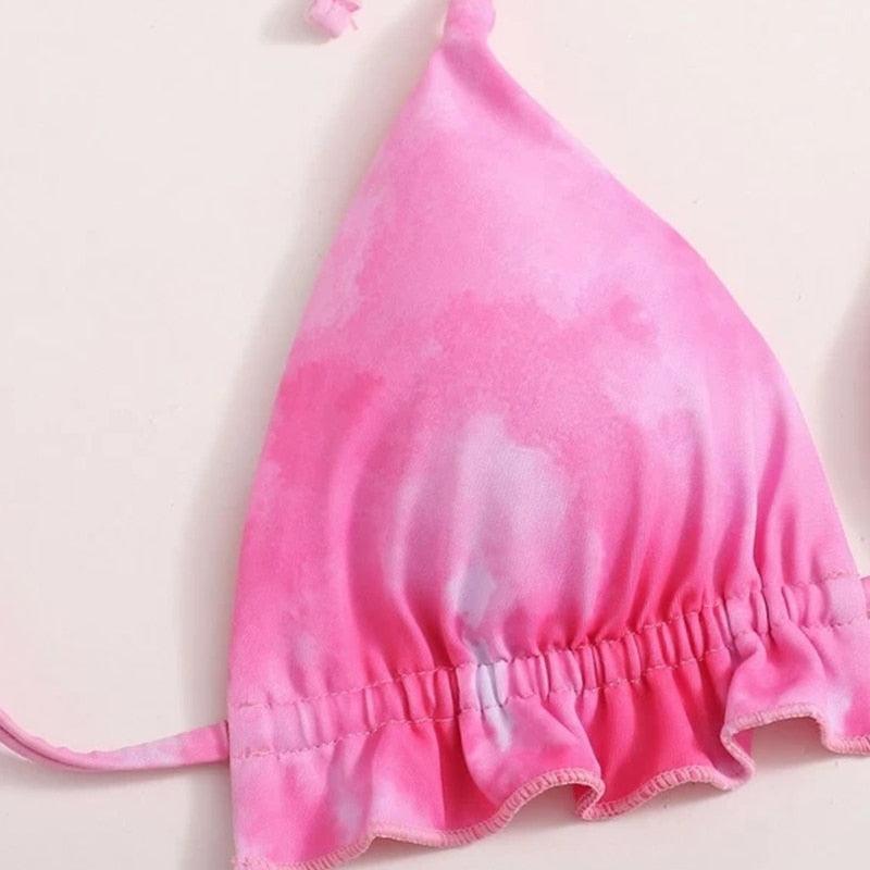 3 Piece Women Bikini Modern Swimsuit Women High Cut Suit Halter Swimwear Women's Bikini Swimsuits With Wrap Skirt Lace Up Pieces Strings High Cut Bikini Set Bathing Suits Female Triangle Backless Bathing Suit