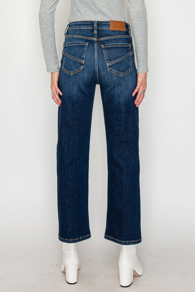 Tummy Control Western High Rise Straight Leg Jeans