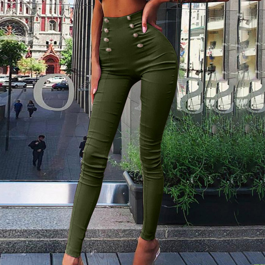Womens Casual High-Waisted Pants With European And American Patchwork
