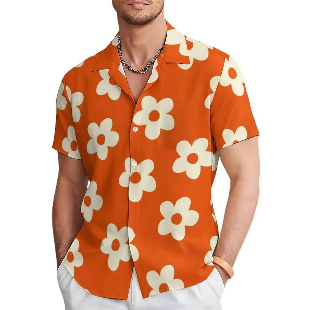 Men's Floral Print Casual Shirt with Unique Design