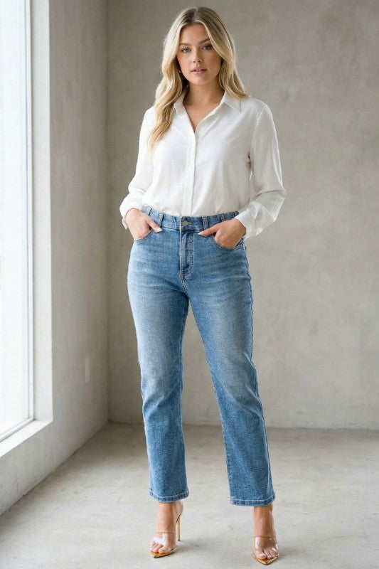 Plus Tummy Control High Rise Straight Jeans