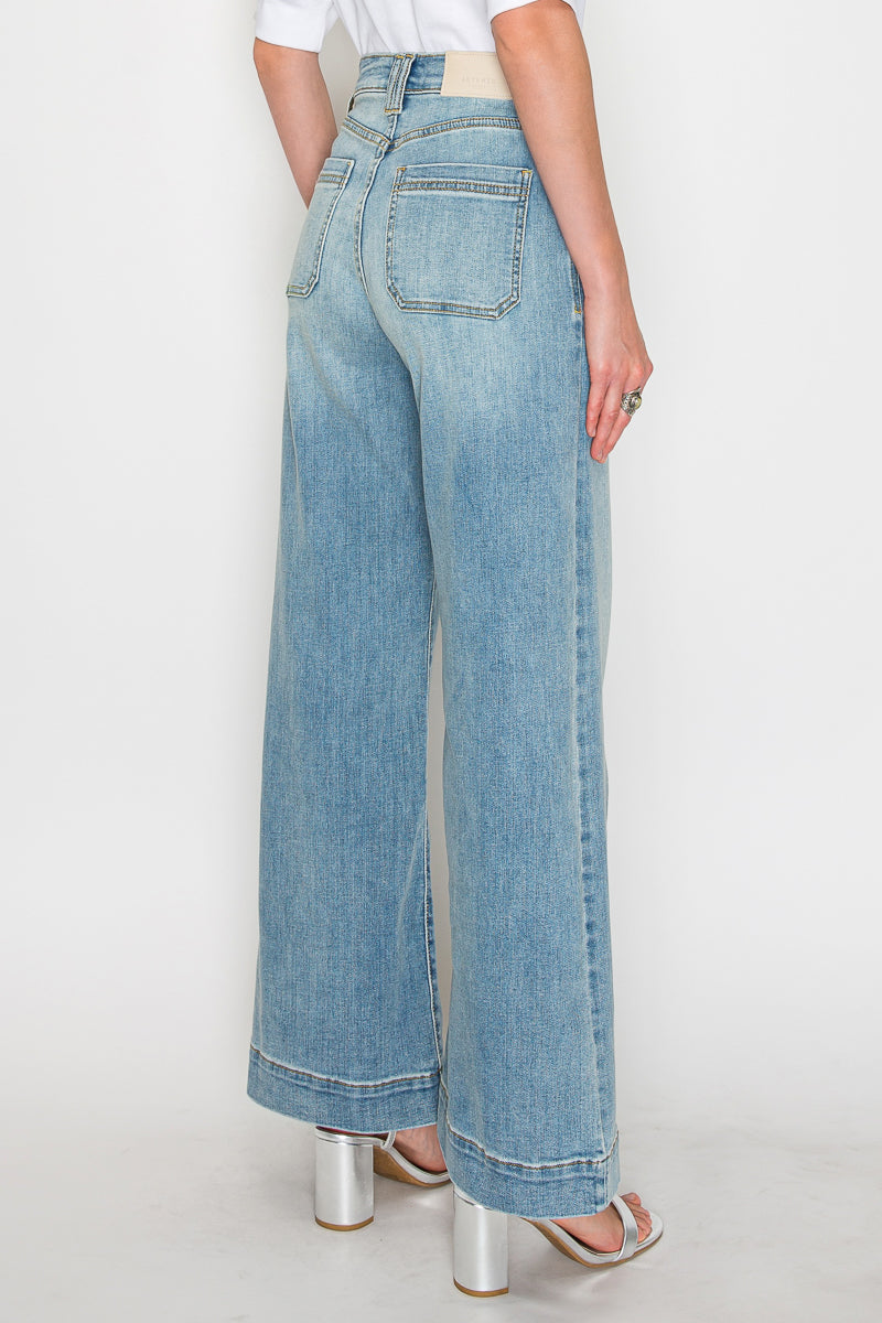 TUMMY CONTROL HIGH RISE A-WIDE LEG FIT JEANS