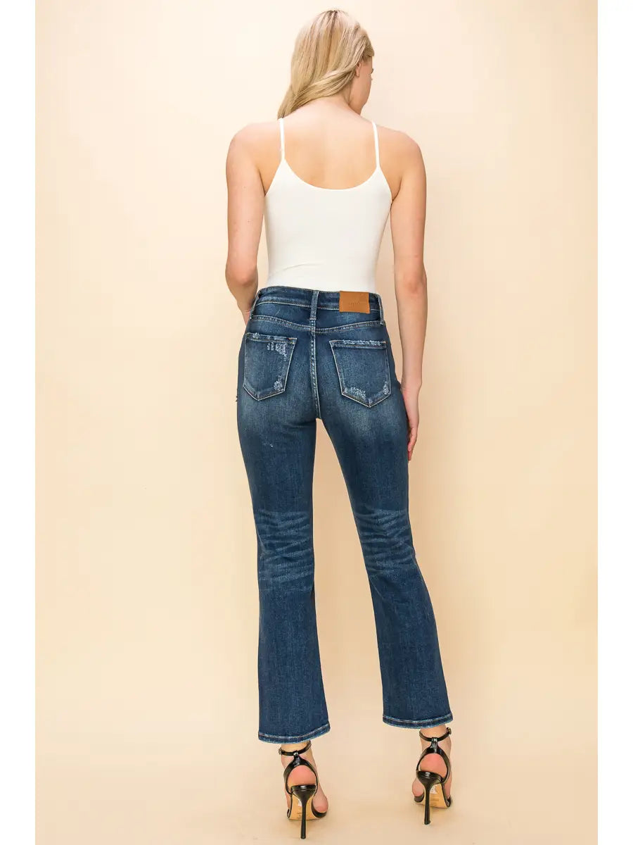 Ariel High Rise Stretch Distressed Straight Jeans