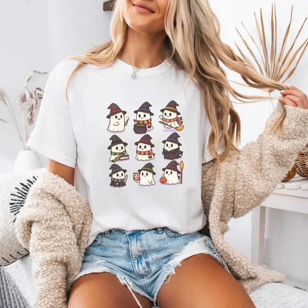 Cute Witch Ghosts Halloween Shirt โ Kawaii Spooky Tee