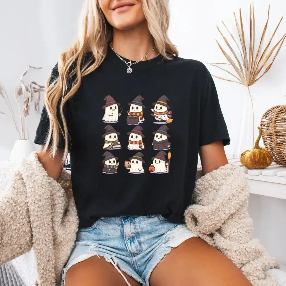 Cute Witch Ghosts Halloween Shirt โ Kawaii Spooky Tee