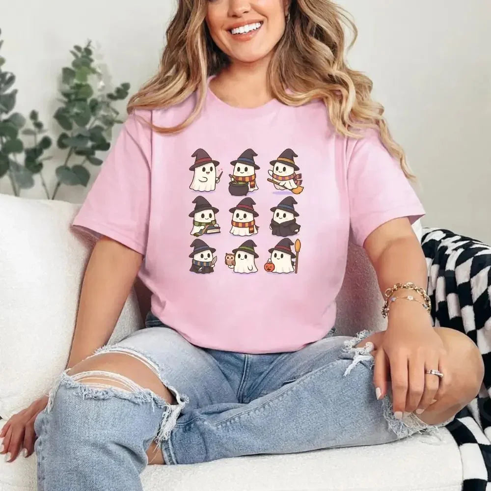 Cute Witch Ghosts Halloween Shirt โ Kawaii Spooky Tee