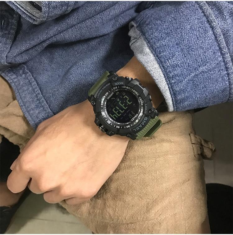 Smart Sport Mens Chronograph Watch Sport Stop Army Military Multifunction Waterproof 50M LED Digital Watch for Man