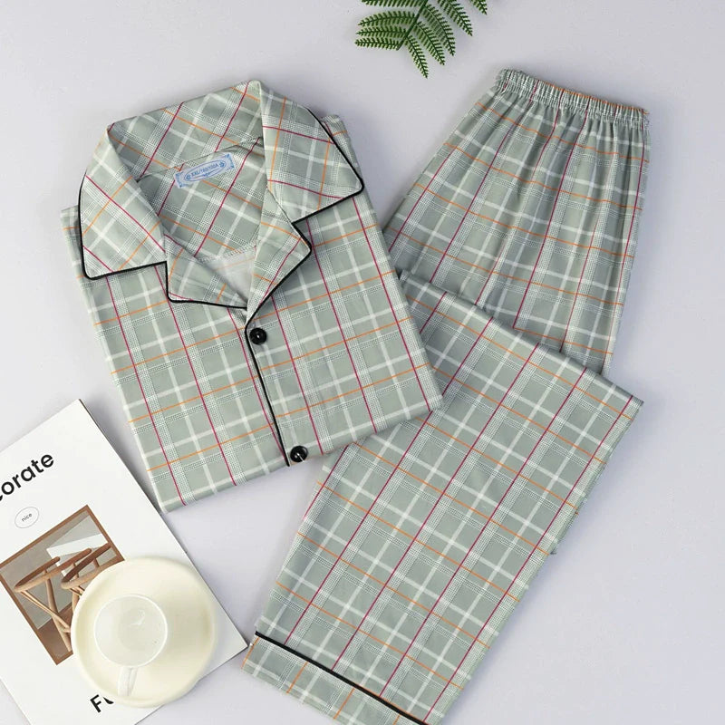 Men's Pajamas Sleepwear Long Sleeves Pants Two-piece Set Pure Cotton