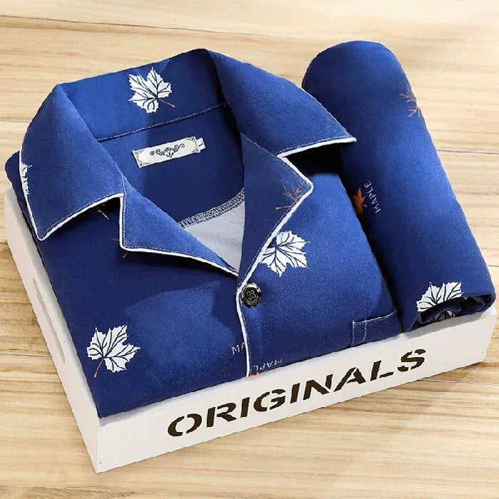 Men's Pajamas Sleepwear Long Sleeves Pants Two-piece Set Pure Cotton