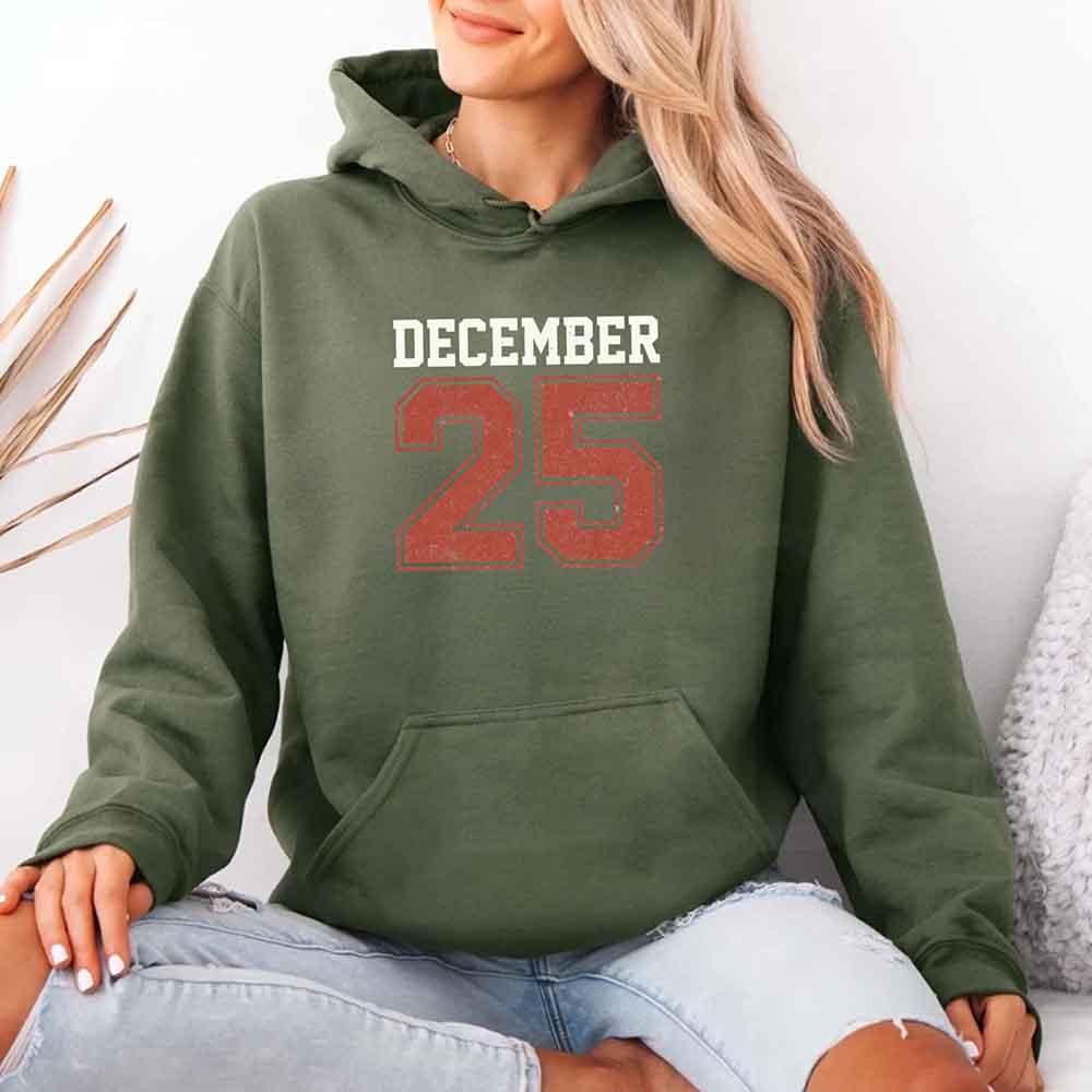 Retro Christmas Hoodie DECEMBER 25 โ Festive Holiday Wear