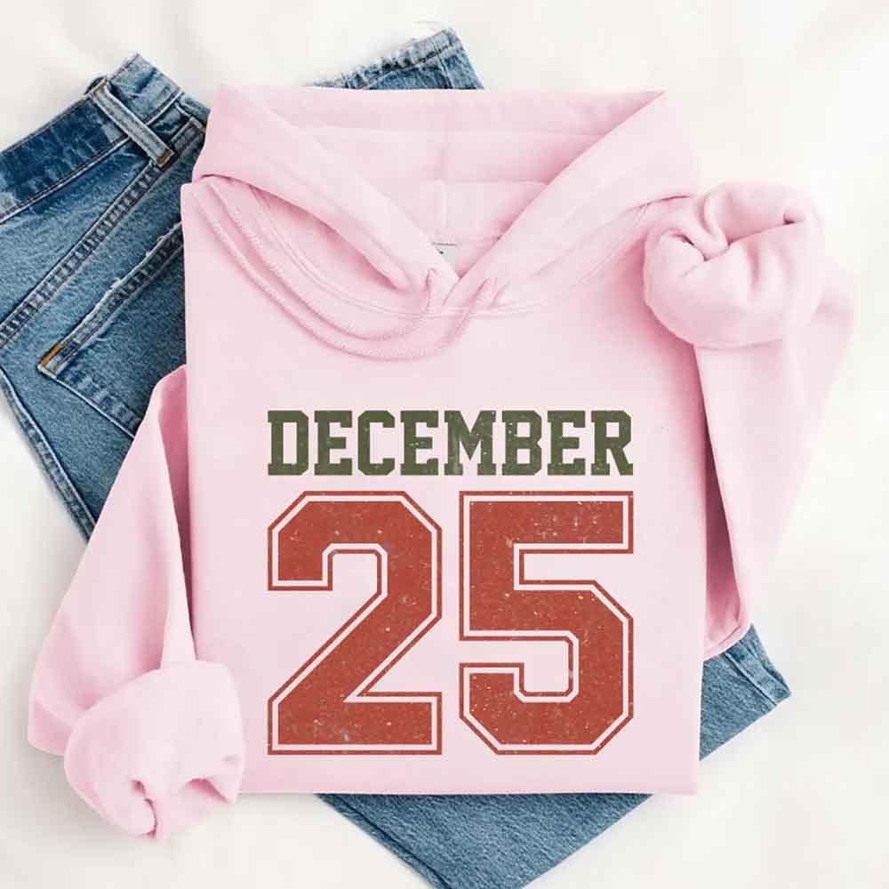 Retro Christmas Hoodie DECEMBER 25 โ Festive Holiday Wear
