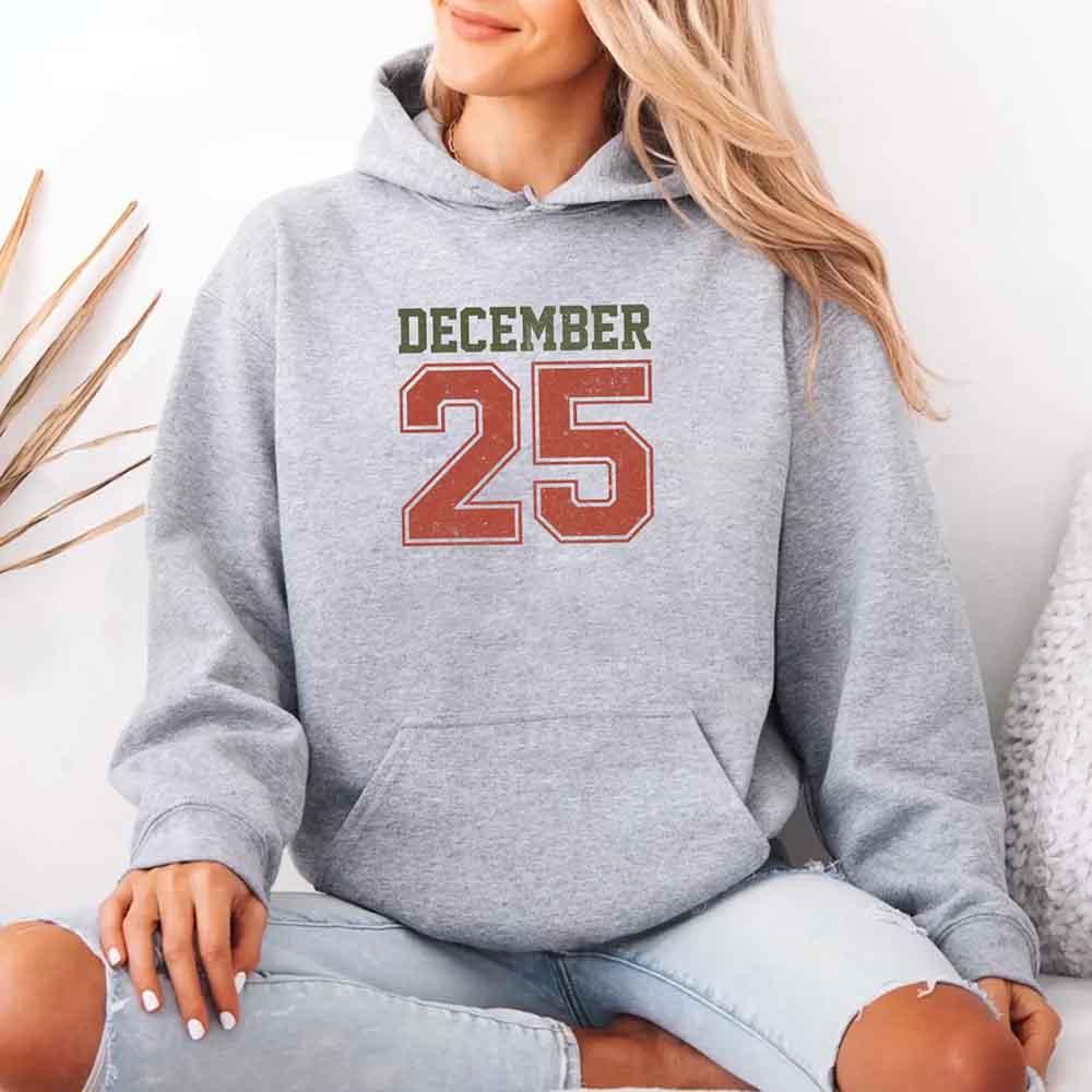 Retro Christmas Hoodie DECEMBER 25 โ Festive Holiday Wear