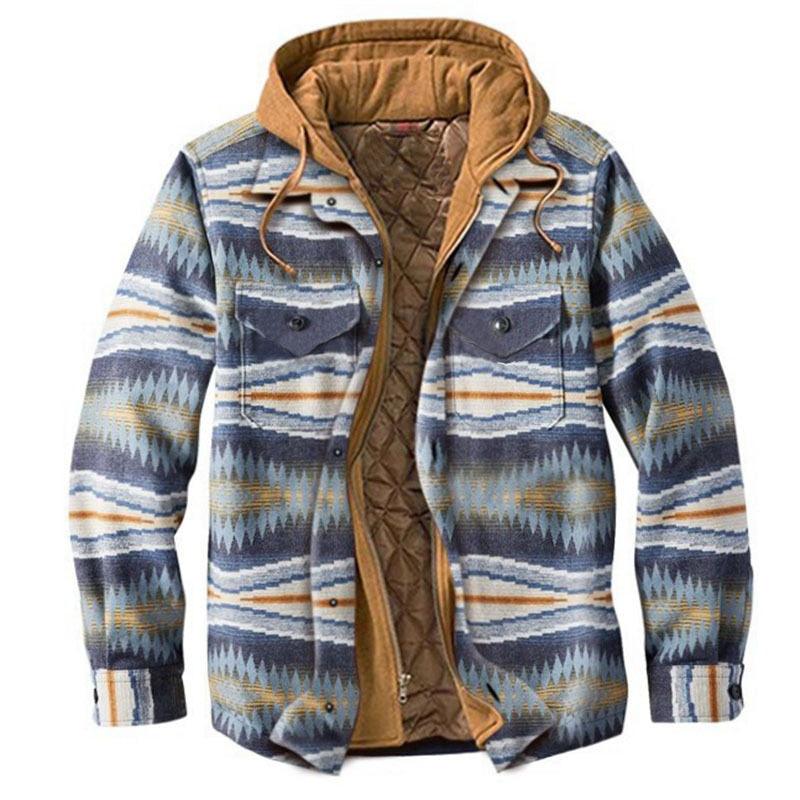 Men's Autumn Winter Jacket Plaid Hooded Long Sleeve Basic Casual Shirt Jackets Men's Long Sleeve Soft Warm Jacket With Hood Hooded Shirt Jacket Soft Long Sleeve Outdoor Clothes For Men
