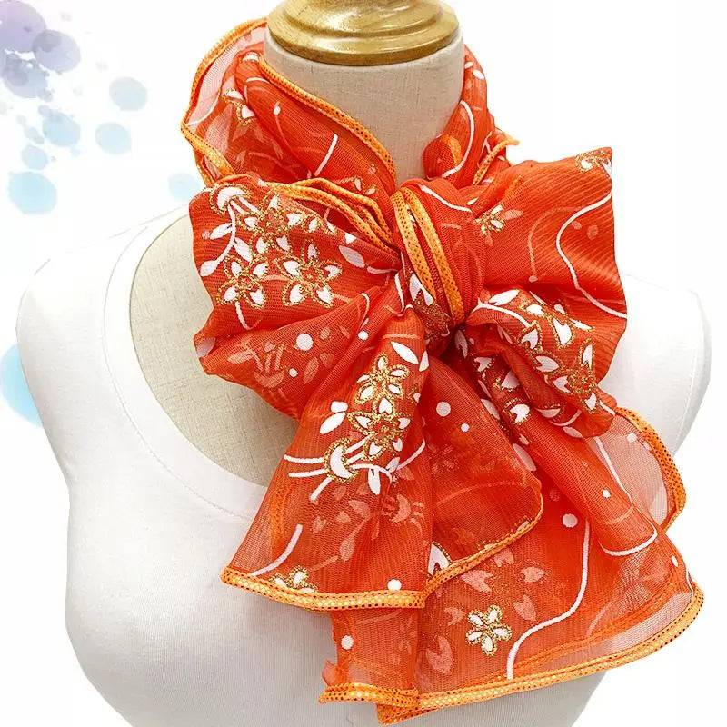 Lace Scarf Lightweight Elegant Print Silk Neckerchief Shawl Wraps