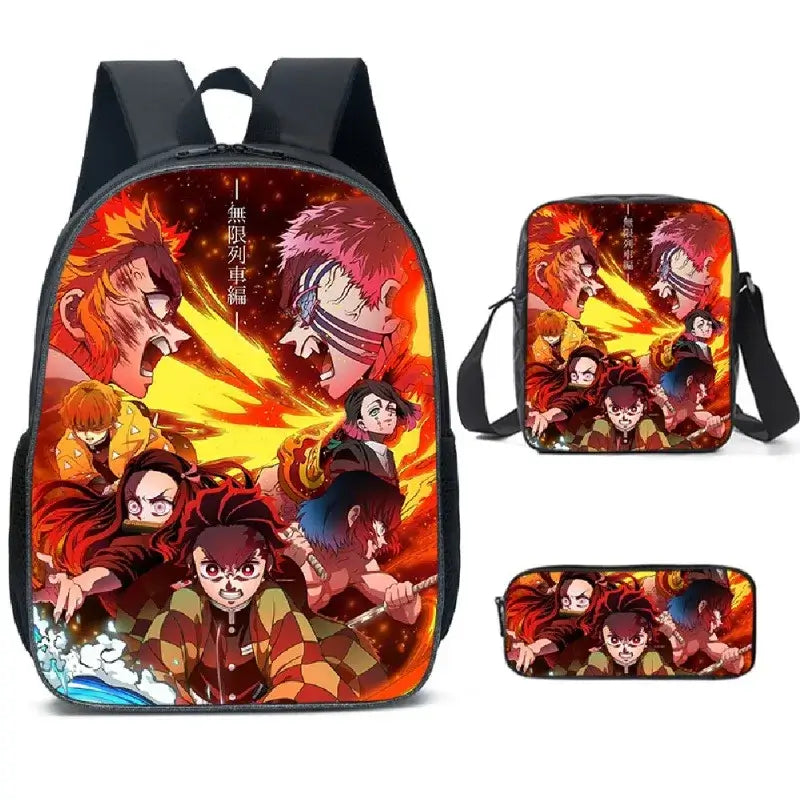 Demon Slayer Backpack: Nezuko 3-Piece Schoolbag Set