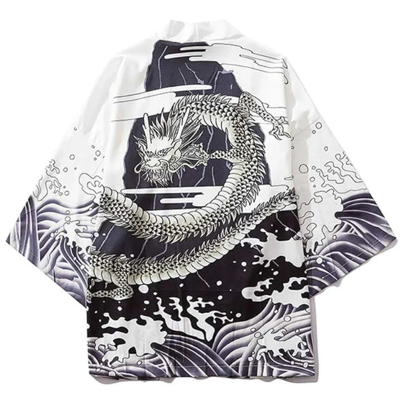 ๐ Summer Japanese Style Anime Dragon Print Haori Yukata