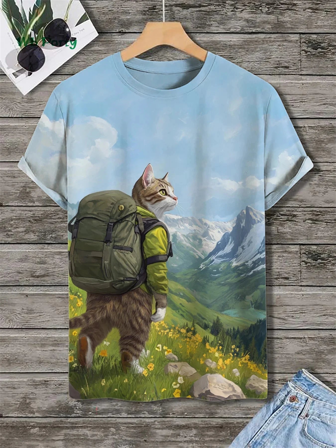 🐱 3D Travel Cat Print T-Shirt – Playful Summer Streetwear