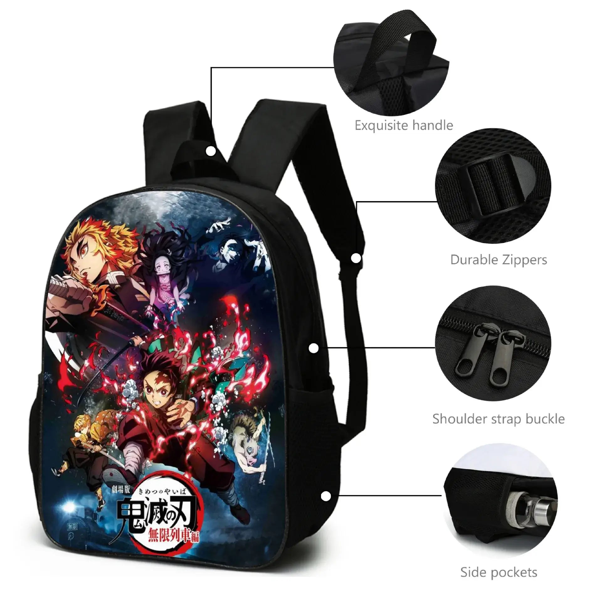 Demon Slayer Backpack: Nezuko 3-Piece Schoolbag Set