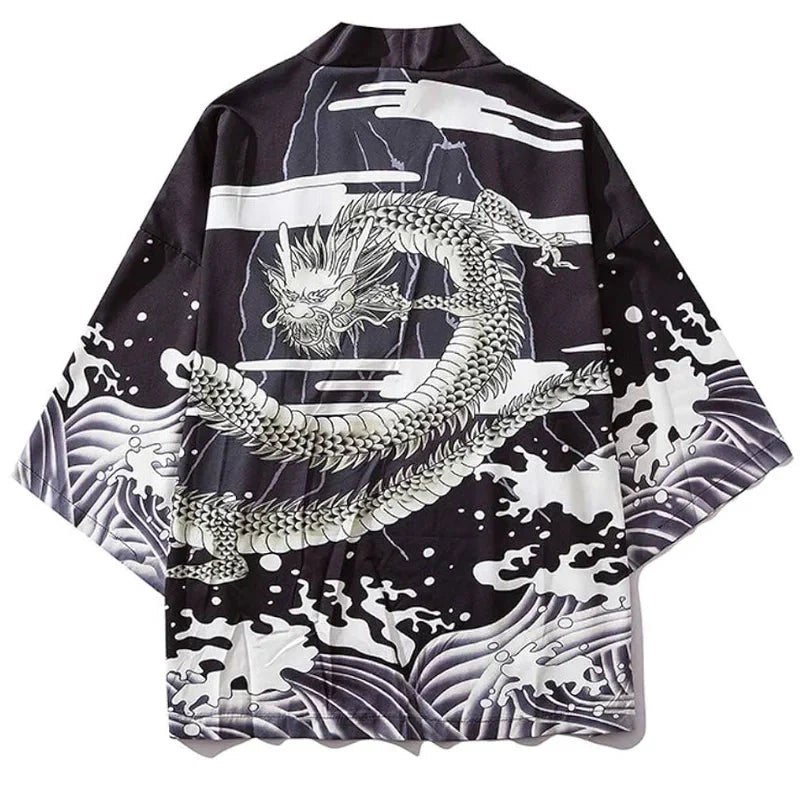 ๐ Summer Japanese Style Anime Dragon Print Haori Yukata