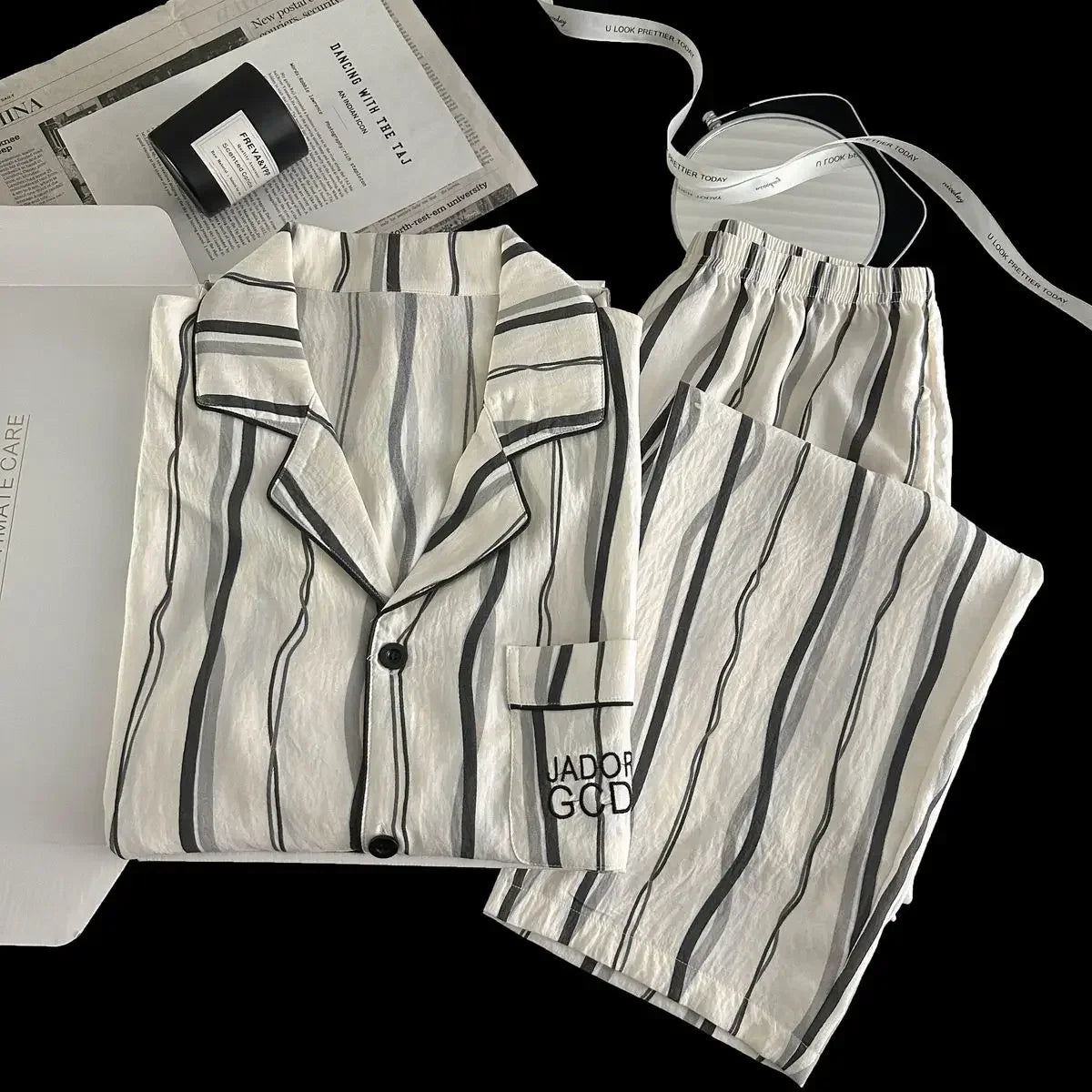 Men Spring Cloud Cotton Pajama Set Sleepwear