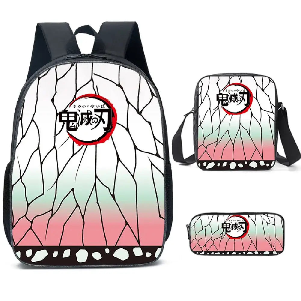 Demon Slayer Backpack: Nezuko 3-Piece Schoolbag Set