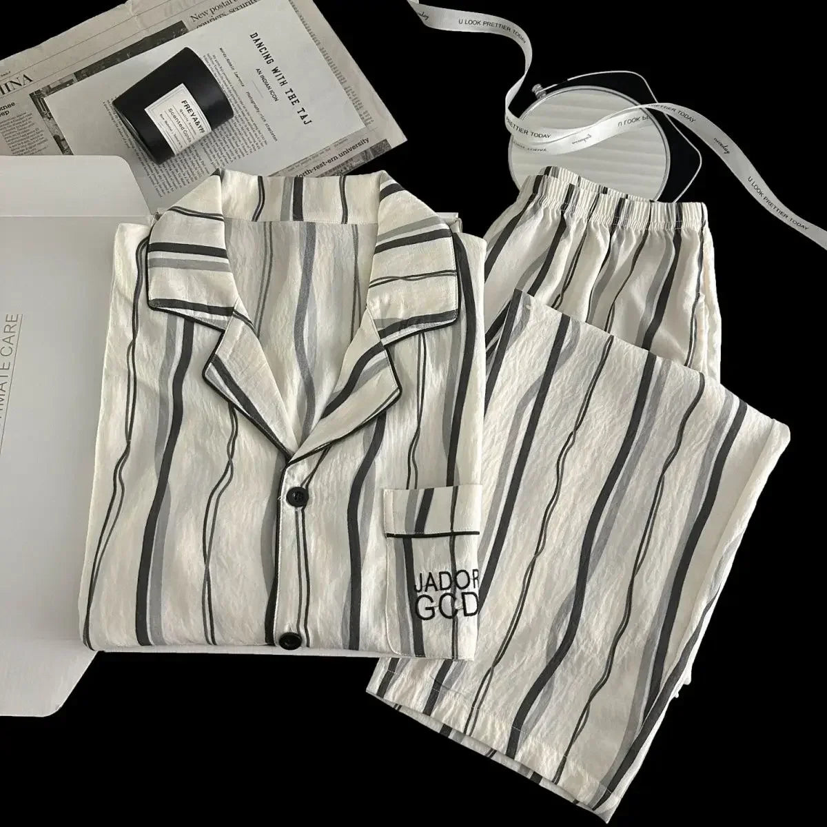 Men Spring Cloud Cotton Pajama Set Sleepwear