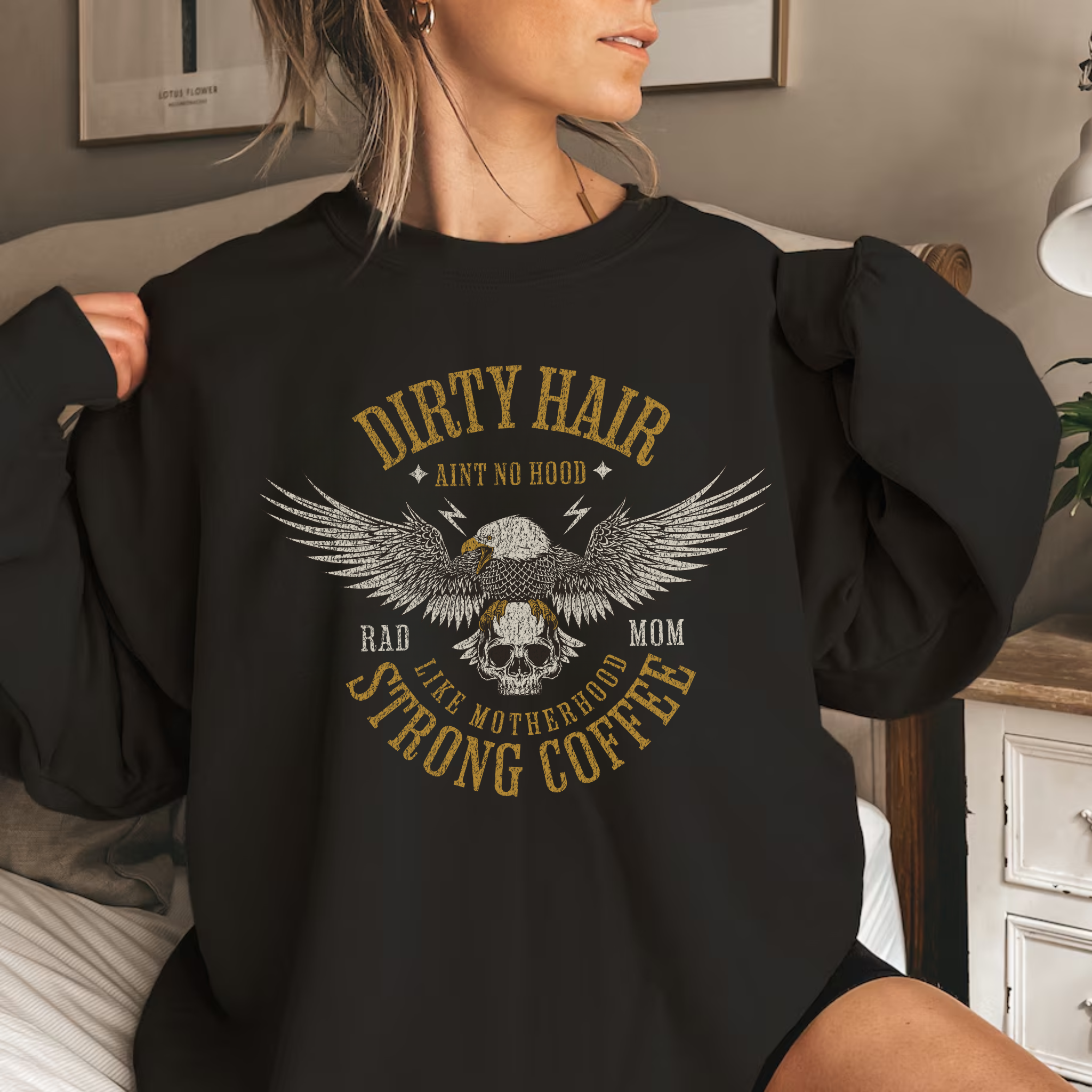Motherhood And Strong Coffee Crewneck Sweatshirt