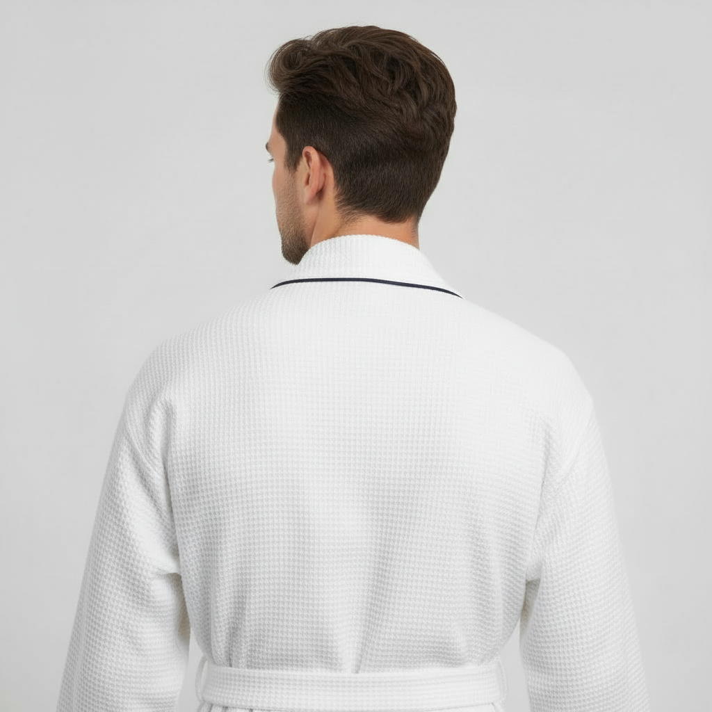 Waffle Spa Bathrobe for Men - Absorbent, Lightweight