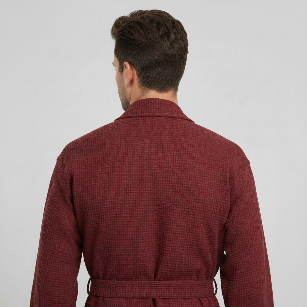 Waffle Spa Bathrobe for Men - Absorbent, Lightweight