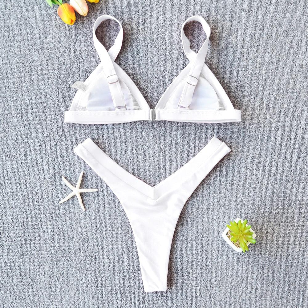 Bikini Solid Swimsuit Women Swimwear Push Up Bikini Set Patchwork Summer Beach Bathing Suit Swim Wear Halter Bikini Swimsuit Beach Swimming Traveling High Leg Bikini
