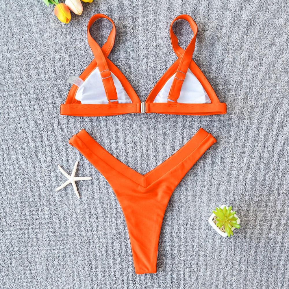 Bikini Solid Swimsuit Women Swimwear Push Up Bikini Set Patchwork Summer Beach Bathing Suit Swim Wear Halter Bikini Swimsuit Beach Swimming Traveling High Leg Bikini