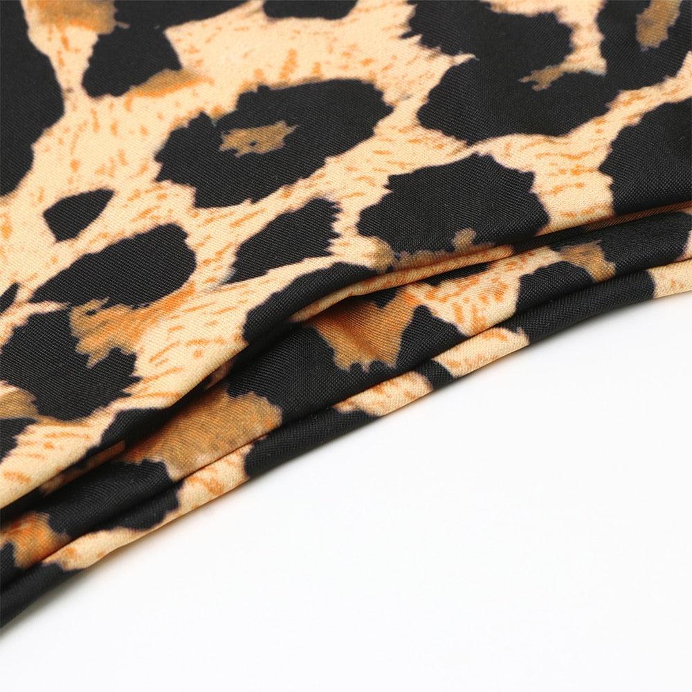 Bikini Swimwear Women Swimsuit Leopard Bikini Set Women's Halter Triangle Bikini Bottom Cheeky Two Piece Swimsuits Push Up Bathing Suit Female Summer Beach Wear