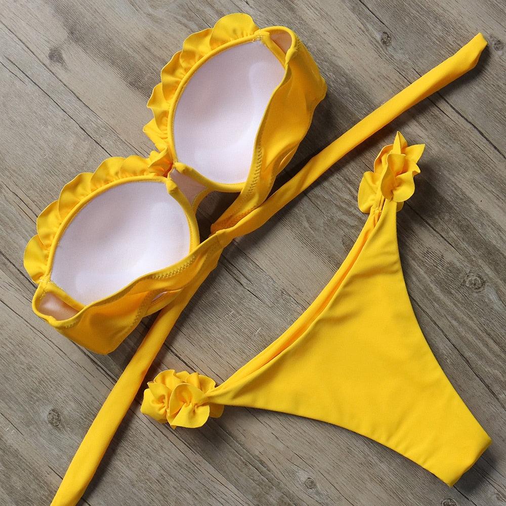 Bikini Swimwear Women Swimsuit Leopard Bikini Set Women's Halter Triangle Bikini Bottom Cheeky Two Piece Swimsuits Push Up Bathing Suit Female Summer Beach Wear