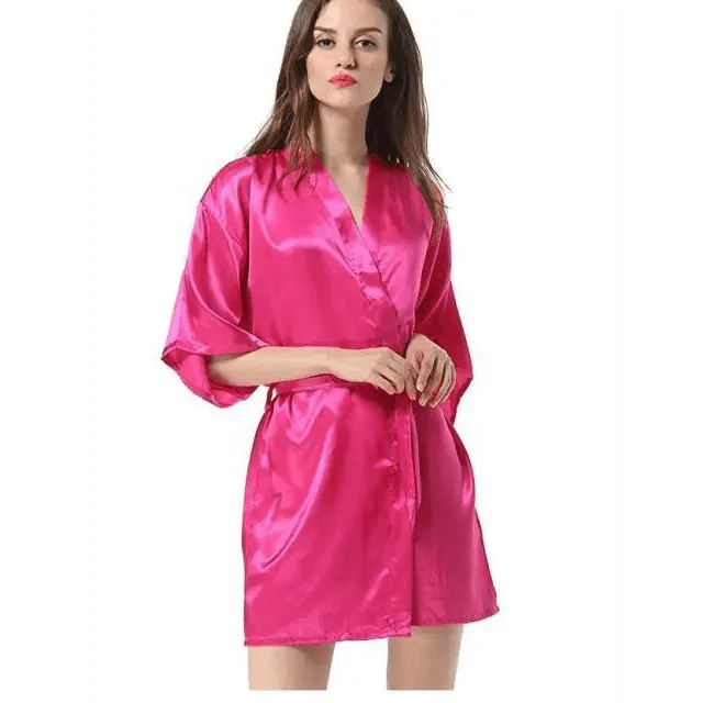 Black Lightweight Elegant Faux Silk Bathrobes For Women V Neck Design Bridesmaid Bathrobe Wedding Short Women Bathrobes