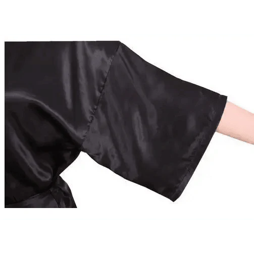Black Lightweight Elegant Faux Silk Bathrobes For Women V Neck Design Bridesmaid Bathrobe Wedding Short Women Bathrobes