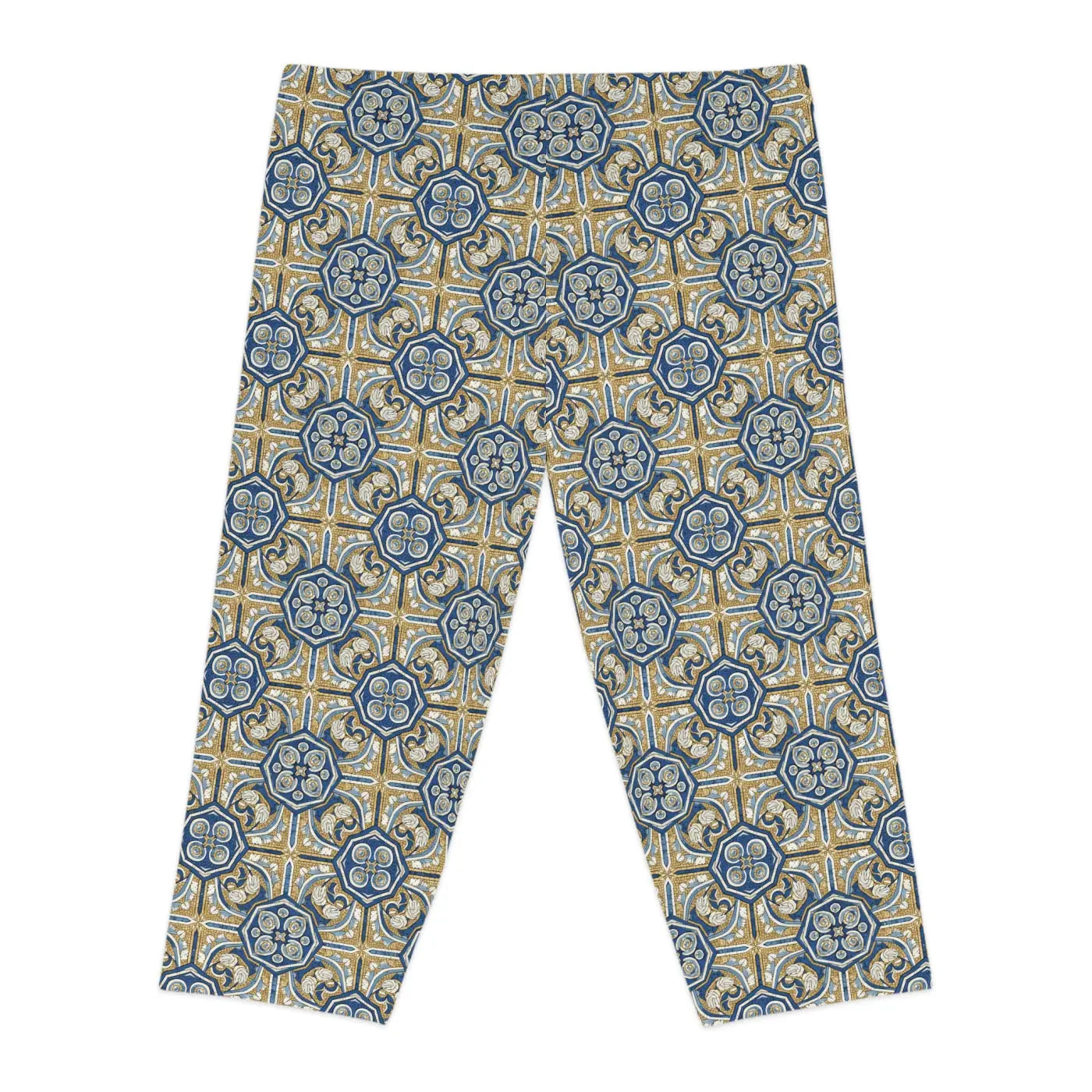 Gold Moroccan Tile Capri Leggings - Yoga Activewear - DipaliZ