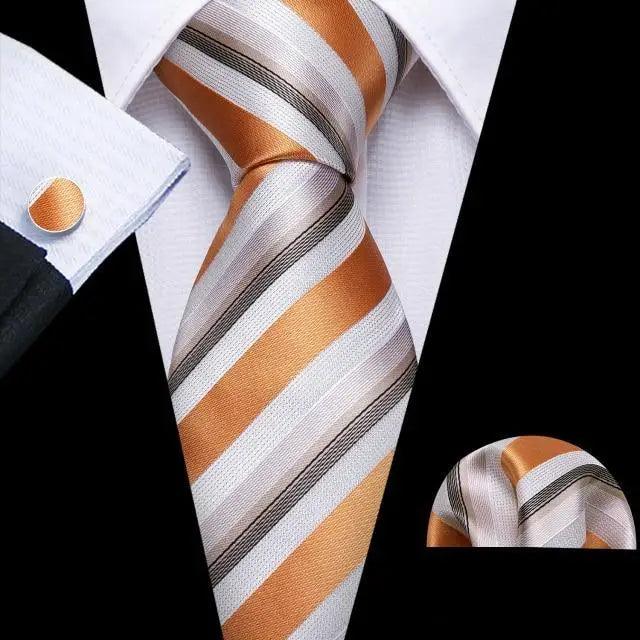 Business Luxury Men Silk Necktie Fashion Tie Sets For Men Wedding Party Wear Elegant Neck Tie Design For Men Soft Business Casual Suit Neckties