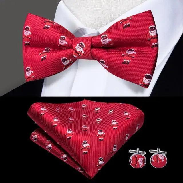 Classic Green Bow Ties Men Silk Butterfly Tie With Pocket Square And Cufflinks Set For Men Elegant Design Wedding Party Bowties Solid Color Gentleman Bow Tie And Pocket Square Cufflink Set