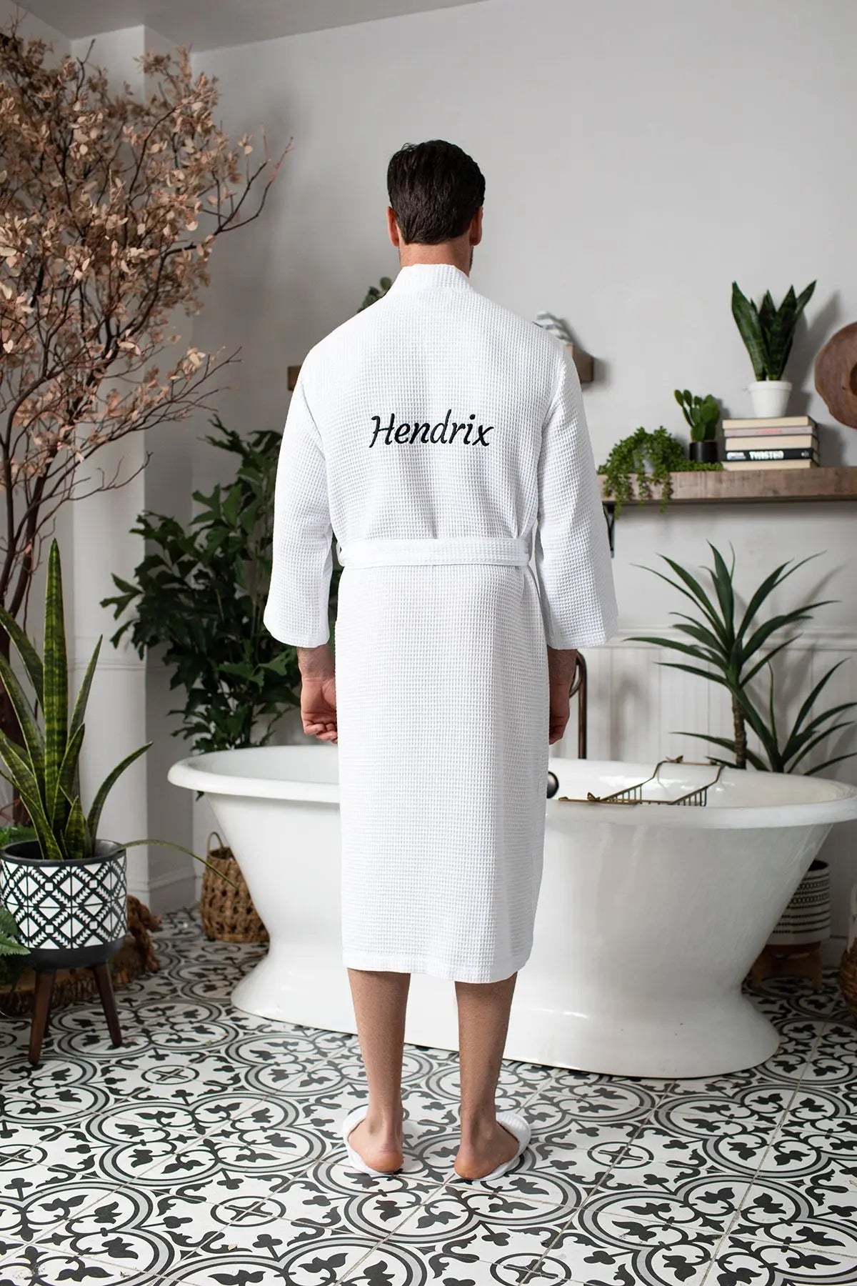 Waffle Spa Bathrobe for Men - Absorbent, Lightweight