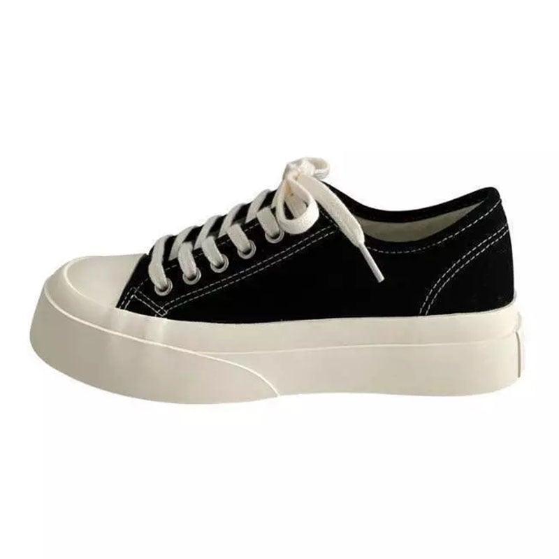 Flat White Sneakers Women's Sports Shoes Platform Vintage Casual Footwear Round Tennis Athletic Canvas Trainers White Sneakers Low Top Canvas Sneakers