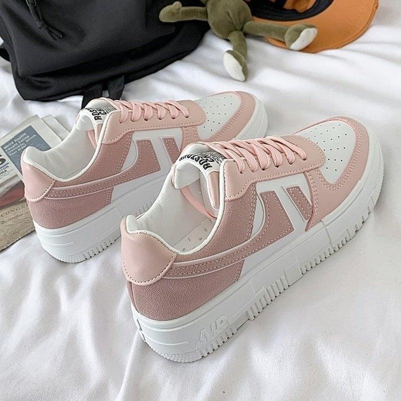Flats Women's Sneakers Casual Breathable Female Lace Up Woman Comfort Walking Shoes White Women Breathable Sneakers Casual Sports Flat Low Top Sneaker Lace-up Classic Design