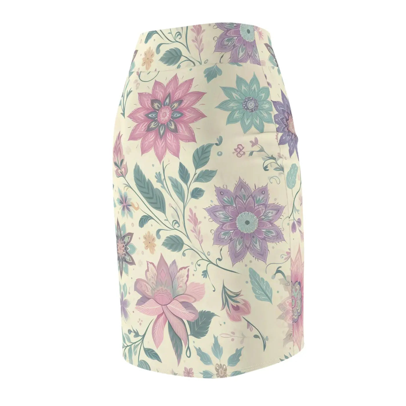 Elegant Spring Pencil Skirt - Vibrant Floral Print - DipaliZ