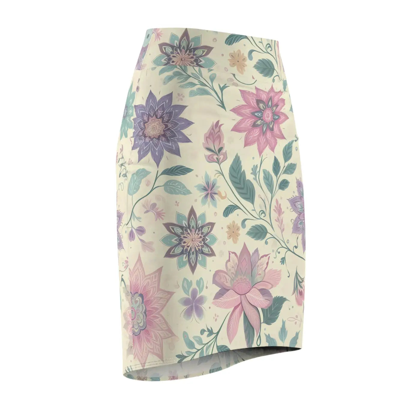 Elegant Spring Pencil Skirt - Vibrant Floral Print - DipaliZ