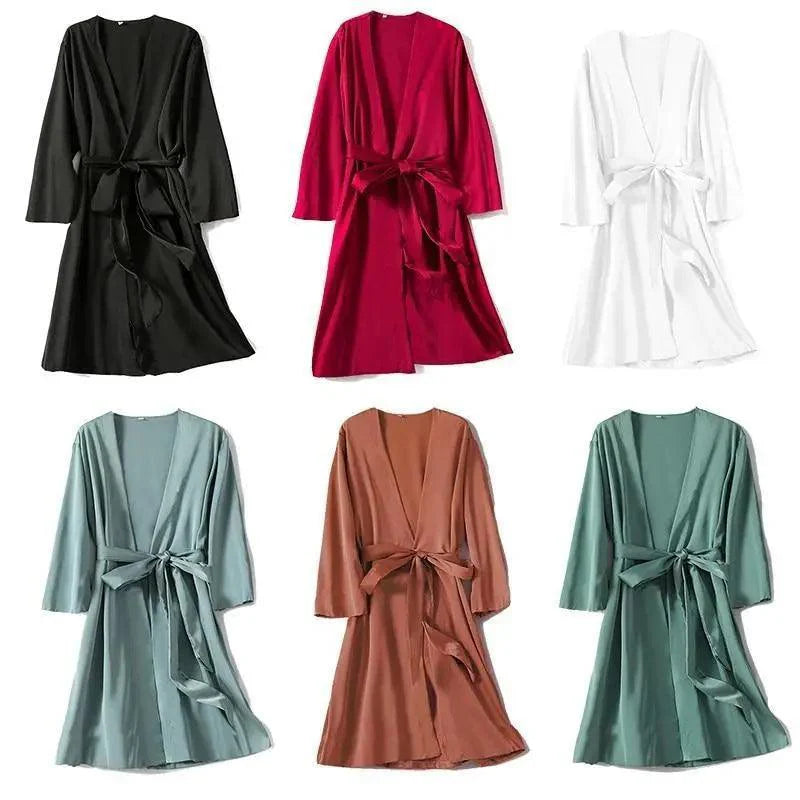 Ladies Fashion Red Soft Short Sleepwear For Women Trendy Women's Comfortable V Neck Bathrobe Bridesmaid Bride Party Robes