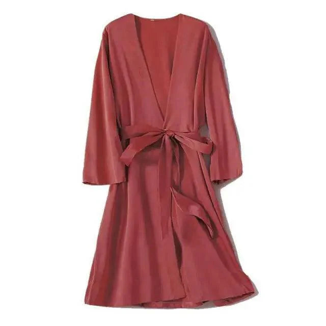 Ladies Fashion Red Soft Short Sleepwear For Women Trendy Women's Comfortable V Neck Bathrobe Bridesmaid Bride Party Robes