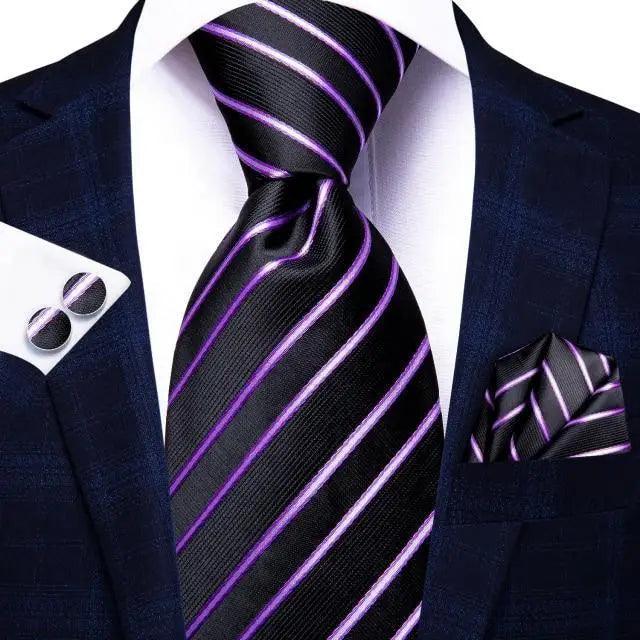 Luxury Men Silk Necktie Pocket Square Matching Handkerchief Cufflinks Set Formal Design Printed Business Necktie For Men