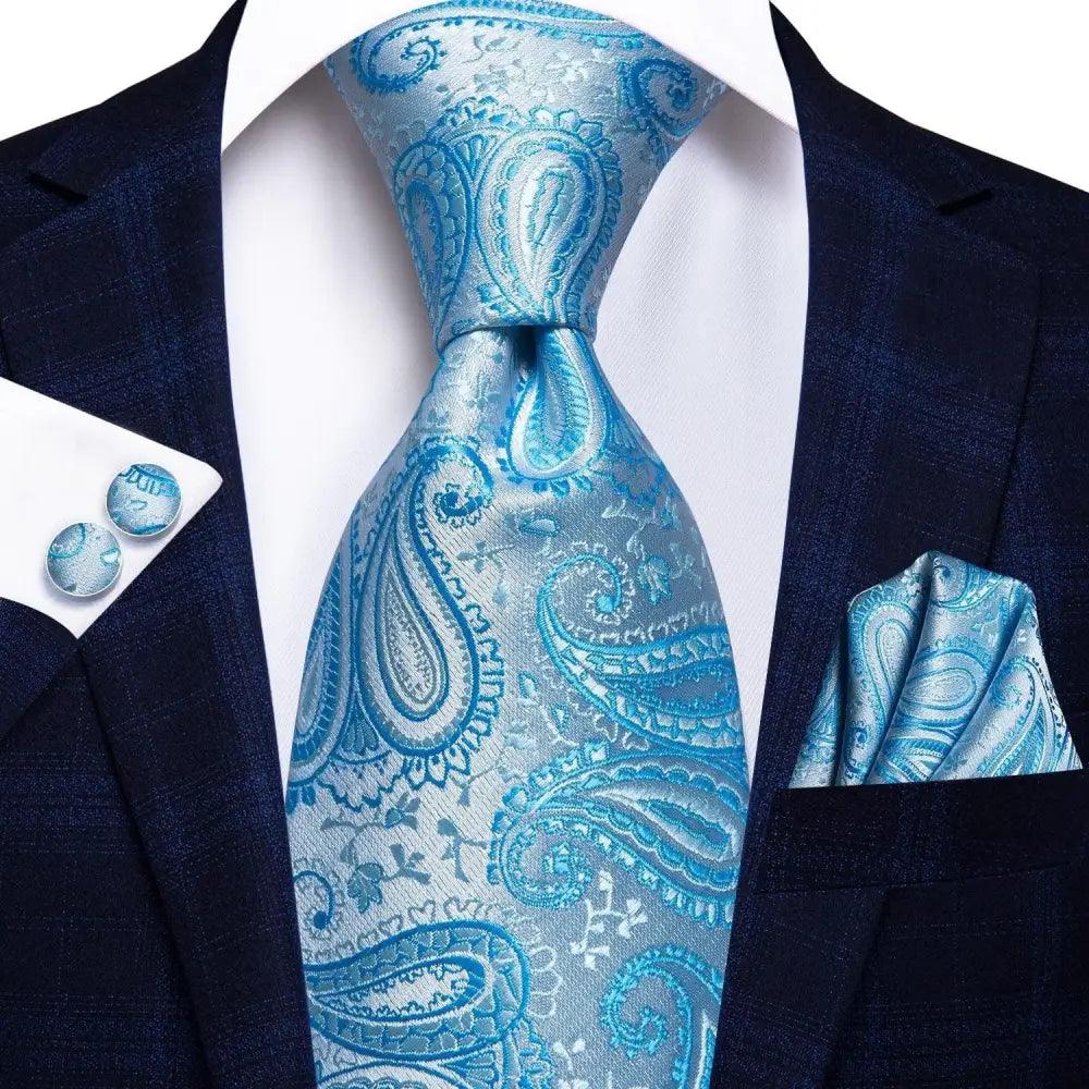 Luxury Men Silk Necktie Pocket Square Matching Handkerchief Cufflinks Set Formal Design Printed Business Necktie For Men
