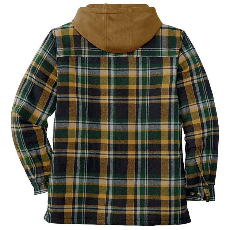 Men's Autumn Winter Jacket Plaid Hooded Long Sleeve Basic Casual Shirt Jackets Men's Long Sleeve Soft Warm Jacket With Hood Hooded Shirt Jacket Soft Long Sleeve Outdoor Clothes For Men