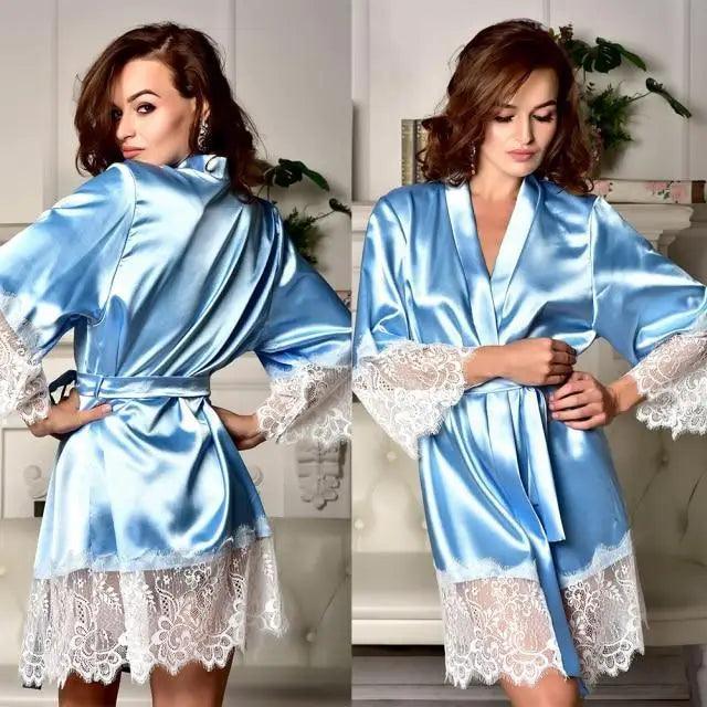 Modern Silk Bathrobe For Women Elegant Soft Silk Nightwear Unique V-Neck Short Women's Fashion Bathrobes